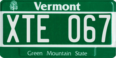 VT license plate XTE067