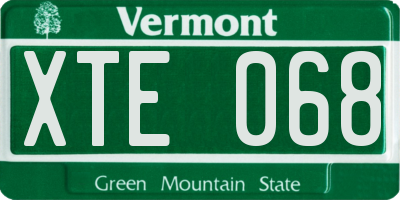VT license plate XTE068