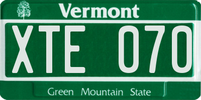 VT license plate XTE070