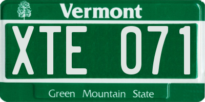 VT license plate XTE071