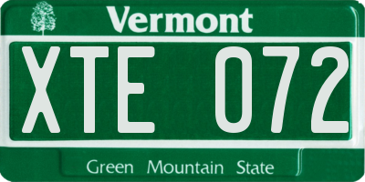 VT license plate XTE072