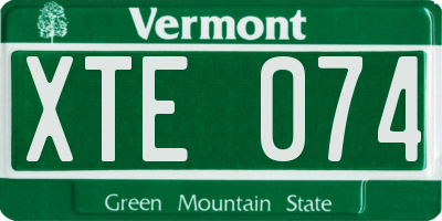 VT license plate XTE074