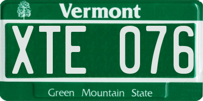 VT license plate XTE076