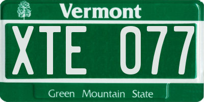 VT license plate XTE077