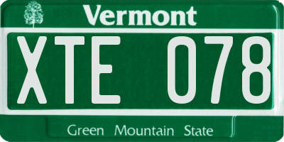 VT license plate XTE078