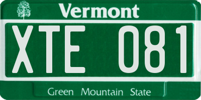 VT license plate XTE081