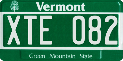 VT license plate XTE082