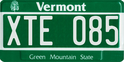 VT license plate XTE085