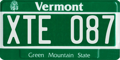 VT license plate XTE087
