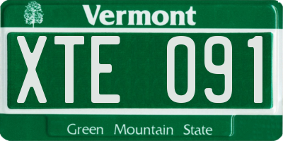 VT license plate XTE091