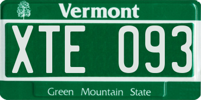 VT license plate XTE093