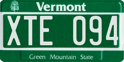 VT license plate XTE094