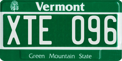VT license plate XTE096