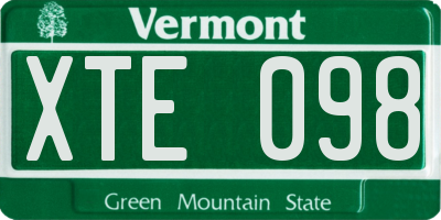 VT license plate XTE098