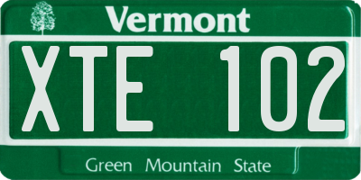 VT license plate XTE102