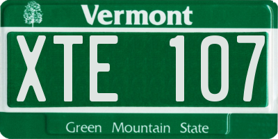 VT license plate XTE107