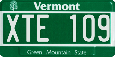 VT license plate XTE109