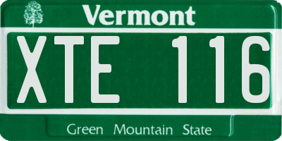 VT license plate XTE116