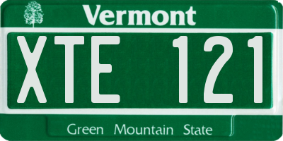 VT license plate XTE121