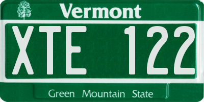 VT license plate XTE122