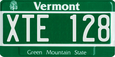 VT license plate XTE128