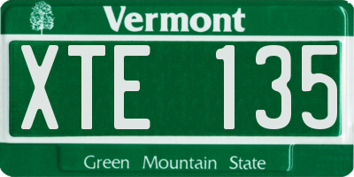 VT license plate XTE135
