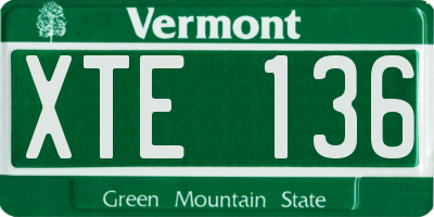 VT license plate XTE136