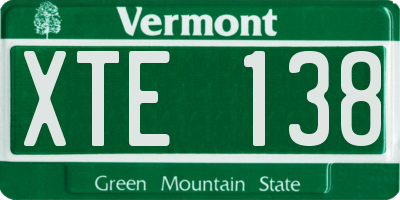 VT license plate XTE138