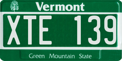 VT license plate XTE139