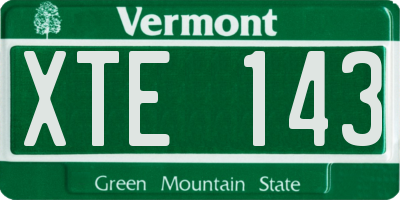 VT license plate XTE143