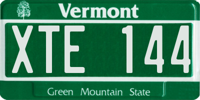 VT license plate XTE144