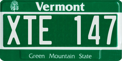 VT license plate XTE147