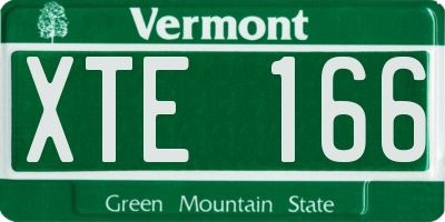 VT license plate XTE166
