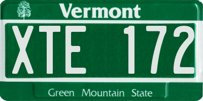 VT license plate XTE172