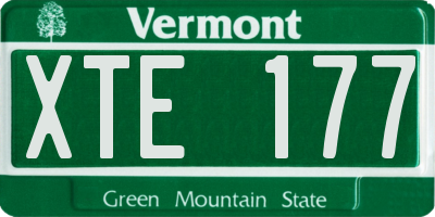 VT license plate XTE177