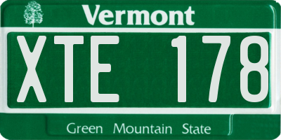 VT license plate XTE178
