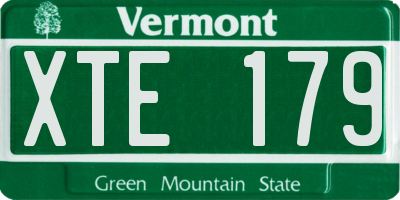 VT license plate XTE179