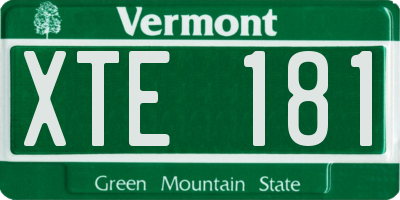 VT license plate XTE181