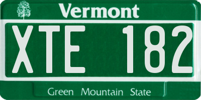 VT license plate XTE182