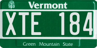 VT license plate XTE184