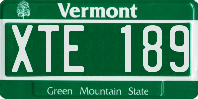 VT license plate XTE189