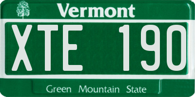 VT license plate XTE190