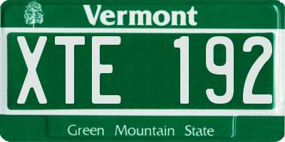 VT license plate XTE192