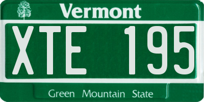 VT license plate XTE195