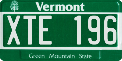 VT license plate XTE196