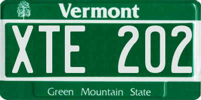 VT license plate XTE202