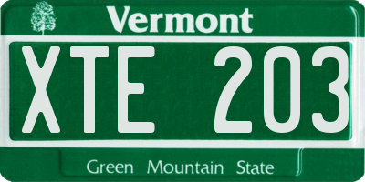 VT license plate XTE203