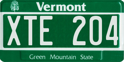 VT license plate XTE204