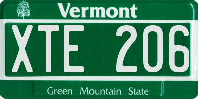 VT license plate XTE206