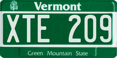 VT license plate XTE209